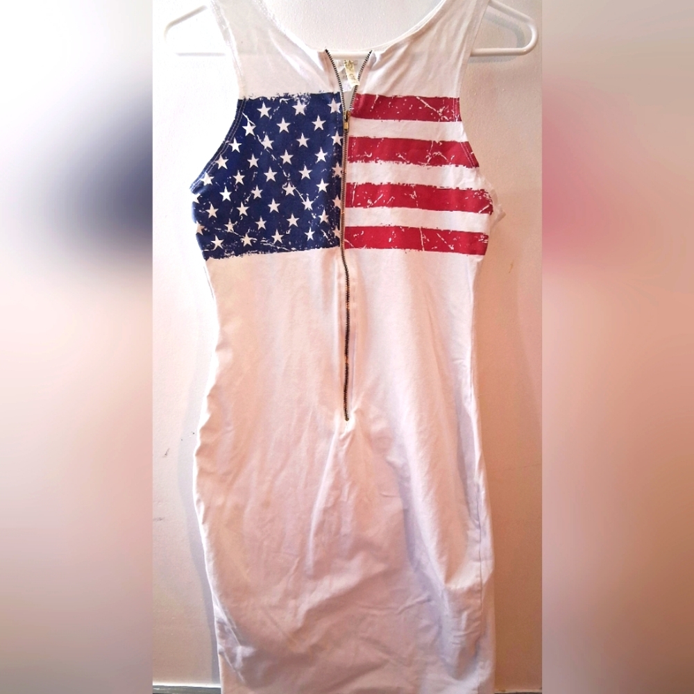 Sleeveless summer Tank Dress American flag size XL
